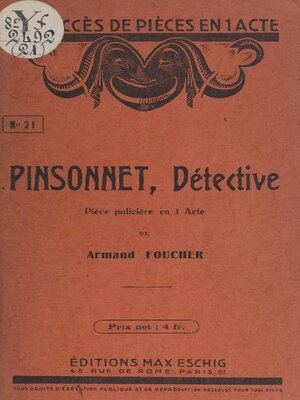 cover image of Pinsonnet, détective
